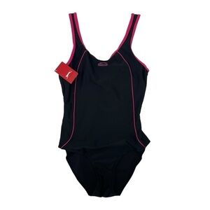 Slazenger Women’s Size 12 One Piece Swimsuit Black pink NWT